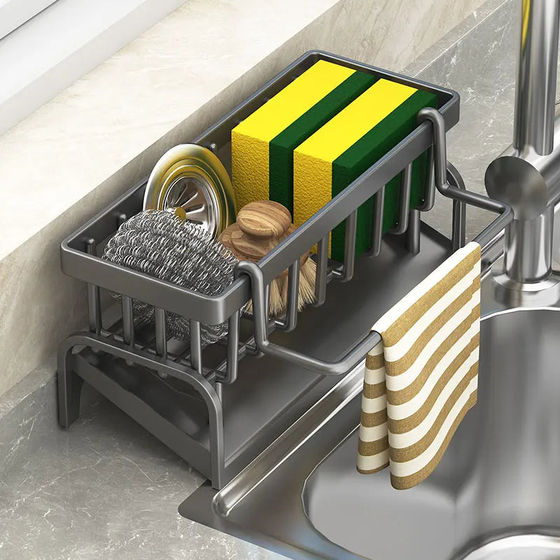 Adjustable Kitchen Sink Organizer – Space-Saving Rack for Sponges, Soap & Towels
