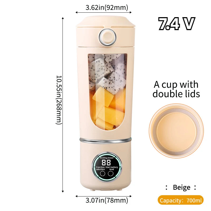 700ml 2-in-1 Portable Blender Bottle – 12-Blade Juicer with Fast Mixing & Type-C Charging