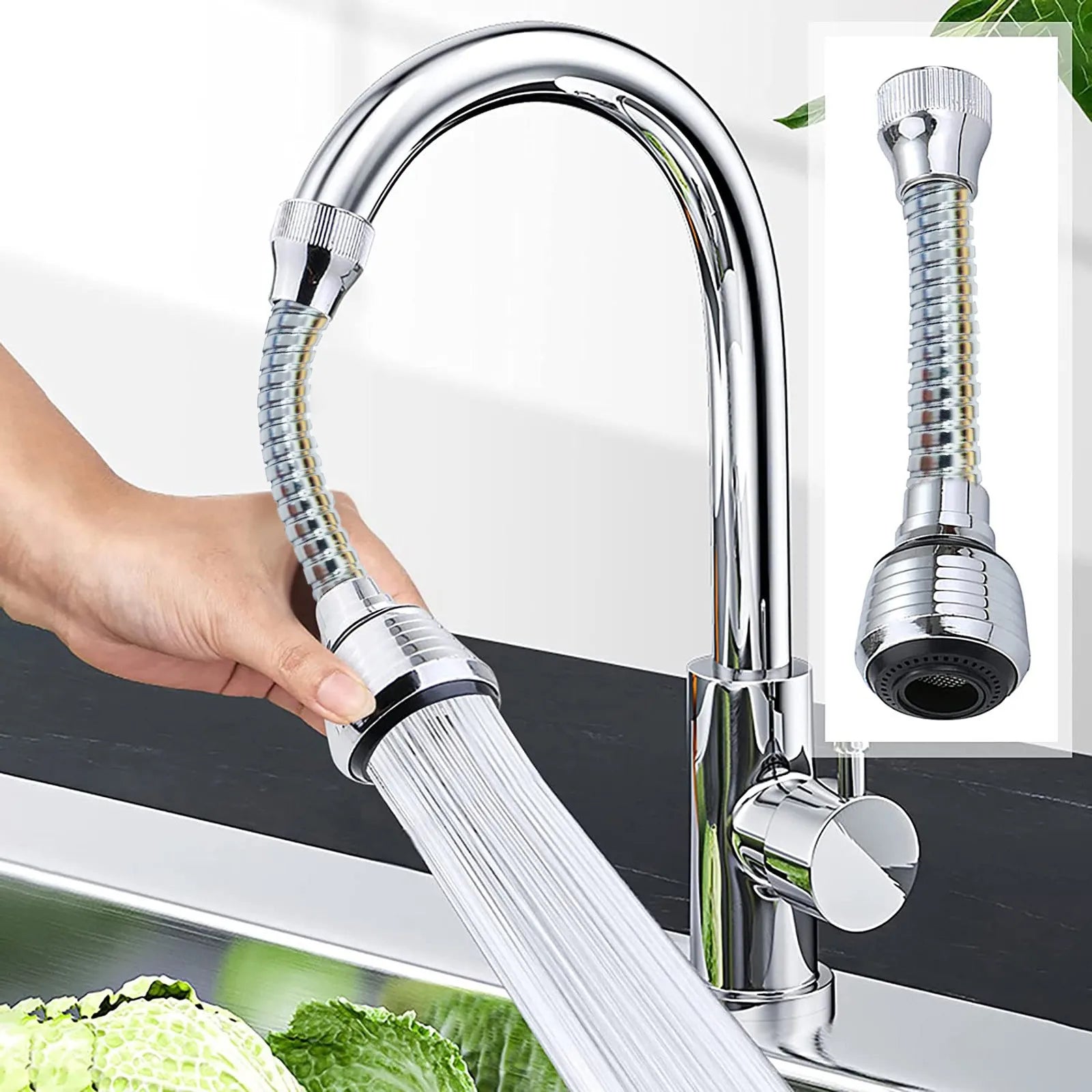 360° Rotating Faucet Sprayer – Water-Saving Booster Nozzle with Extendable Hose