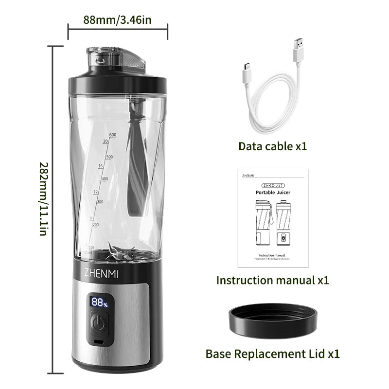 600ml High-Speed Portable Blender – Smoothie & Shake Maker for Food Prep On-the-Go