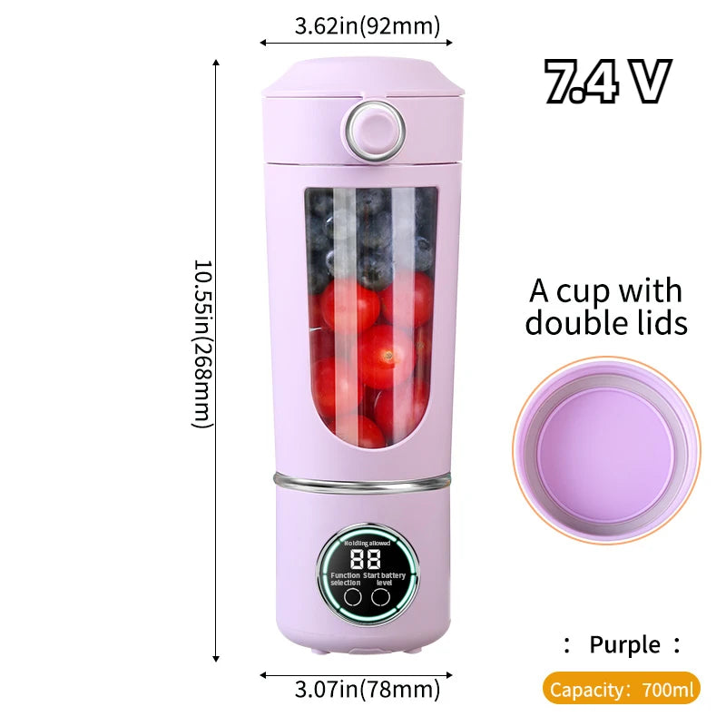700ml 2-in-1 Portable Blender Bottle – 12-Blade Juicer with Fast Mixing & Type-C Charging