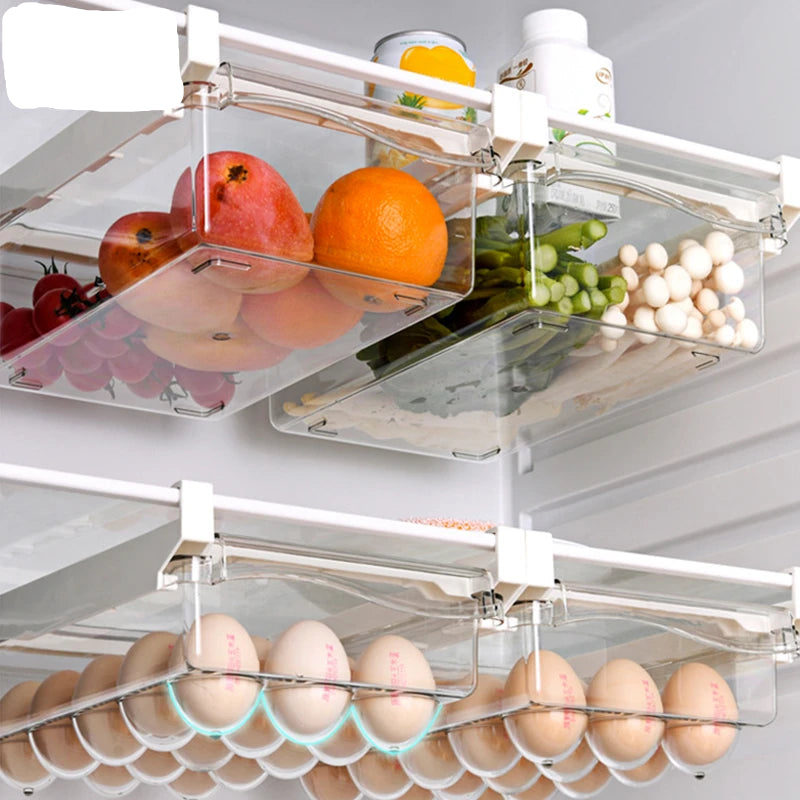 Hanging Fridge Drawer Organizer – Expandable Storage for Eggs, Fruits & Snacks
