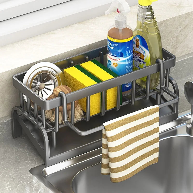 Adjustable Kitchen Sink Organizer – Space-Saving Rack for Sponges, Soap & Towels