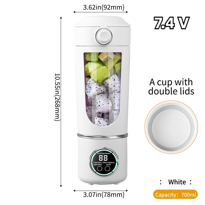 700ml 2-in-1 Portable Blender Bottle – 12-Blade Juicer with Fast Mixing & Type-C Charging