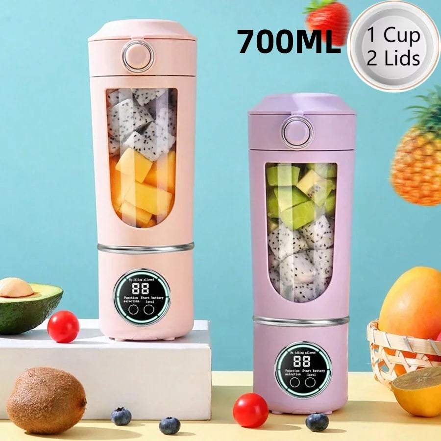 700ml 2-in-1 Portable Blender Bottle – 12-Blade Juicer with Fast Mixing & Type-C Charging