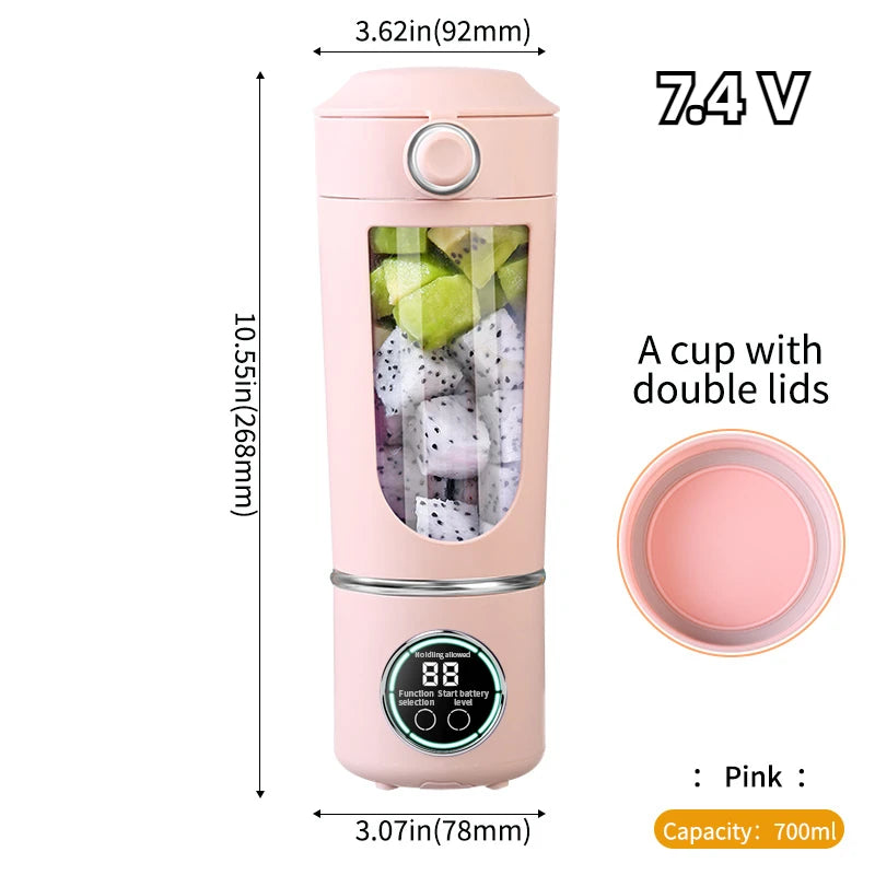 700ml 2-in-1 Portable Blender Bottle – 12-Blade Juicer with Fast Mixing & Type-C Charging